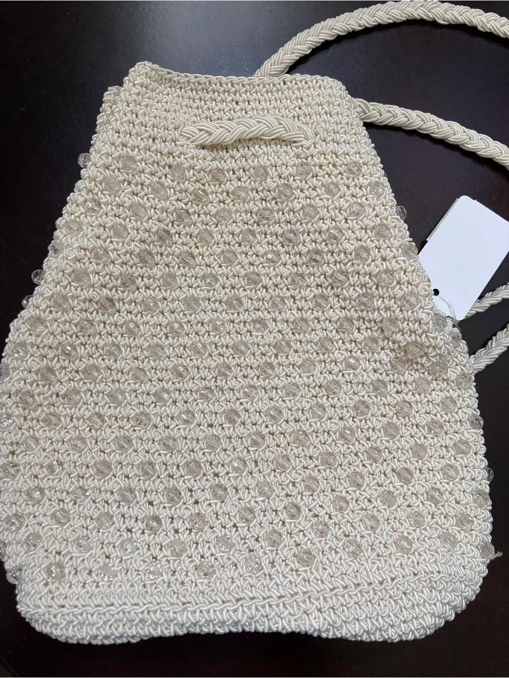 Pretty cream color beaded backpack